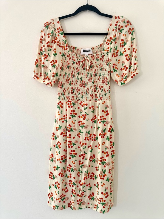 Rouje Dresses & Skirts - Rouje Cream Floral Cherry-Print Dress